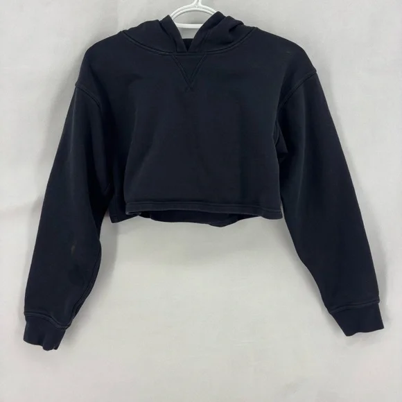 Lululemon All Yours Cropped Hoodie Women’s 6 Black Hooded Sweatshirt Crop - Picture 9 of 11
